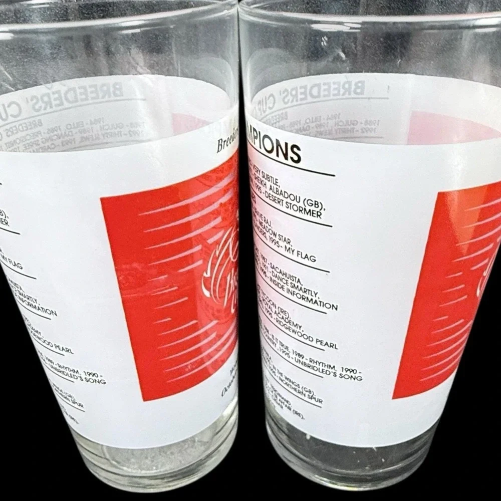 1996 Breeders' Cup Glass Woodbine Racetrack Horse Racing Glasses Set of‎ 2